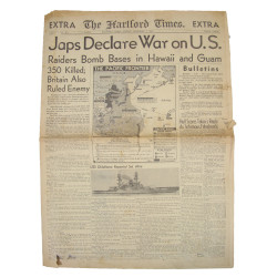 Newspaper, The Hartford Times, December 7, 1941, 'Japs Declare War on US'