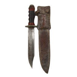 Couteau de combat, fabrication artisanale, avec fourreau en cuir