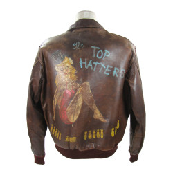 Jacket, Leather, A-2, 'The Top Hatters', A. N. Johnson, 11th BS, 341st BG, 10th Air Force, USAAF, CBI