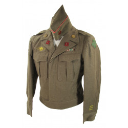 Blouson Ike et calot, Pfc. Robert Aurand, Battery C, 73rd Field Art. Bn., 9th Armored Div., ETO