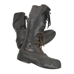 Bottes, Shoe Pacs, tige haute, cuir et caoutchouc