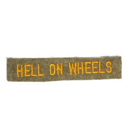 Tab, Hell on Wheels, 2nd Armored Division, Embroidered on wool