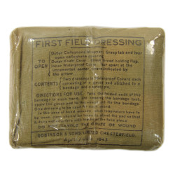 Pansement britannique, First Field Dressing, Robinson & Sons Ltd., Chesterfield, 1943