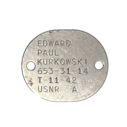 Dog Tag, US Navy, MM3c Edward Kurkowski, USS Reno, PTO