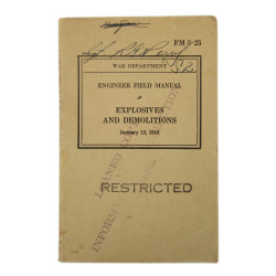 Manual, Field, FM 5-25, Explosives and Demolitions, 1942, Restricted