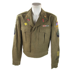 Jacket, Ike, T/5 Raid Pettys, 67th Arm. Field Art. Reg., 3rd Armored Division, ETO