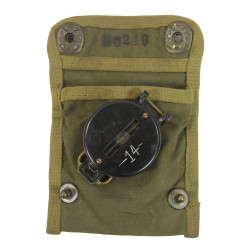 Boussole de marche, Gurley, avec pochette imprégnée, Pvt. Michael Varano, Medic, 6th Armored Division, ETO
