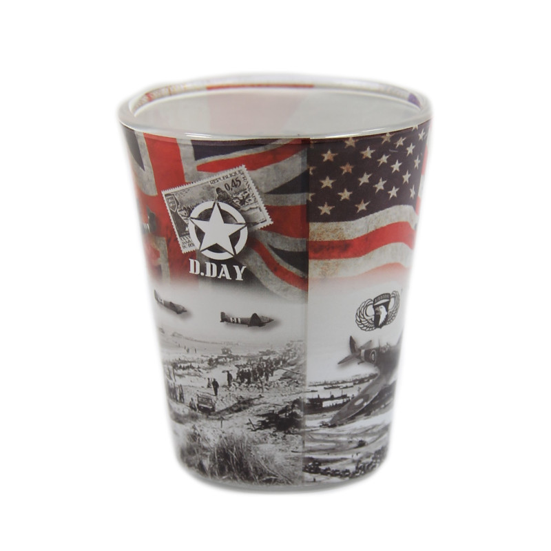 Shot glass, D-Day Flags