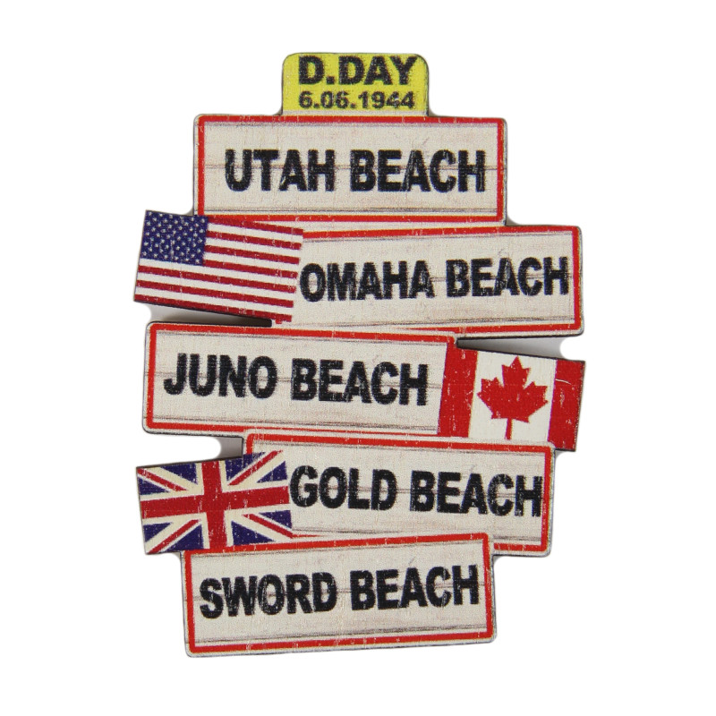 Magnet, D-Day landing Beaches, Signs, Wood