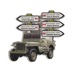 Magnet, D-Day landing beaches, Jeep, Signs, Wood