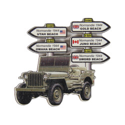 Magnet pancartes, en bois, plages du débarquement et Jeep