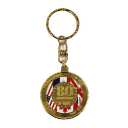 Porte-clés, 80e anniversaire du Débarquement, rond, doré
