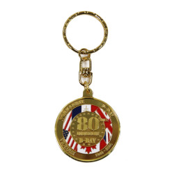 Porte-clés, 80e Anniversaire du débarquement, rond, doré