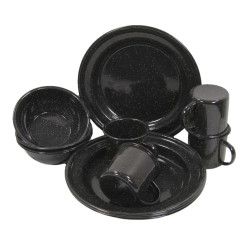 Service, 12 pieces, Metal enameled, Black