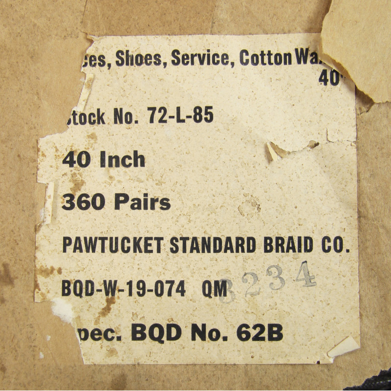 Lacets pour brodequins US Army, PAWTUCKET STANDARD BRAID CO., en coton, 100 cm