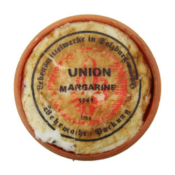 Dish, Butter, Bakelite, with 1941 wrapped margarine, Normandy