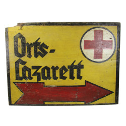 Sign, Wooden, German, Orts-Lazarett, Falaise Gap, Normandy,  II. ᛋᛋ-Panzerkorps