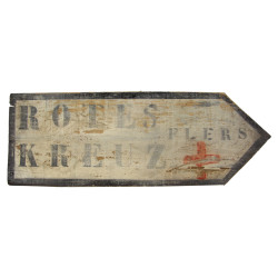 Sign, Wooden, German, Rotes Kreuz, Flers, Normandy