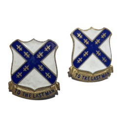 Paire de crest, 133rd Engineer Bn. 43rd Infantry Division, à écrou