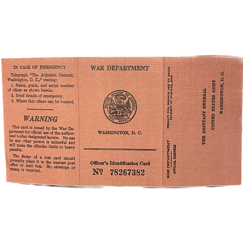 Carte d'identité, Officier U.S. Army