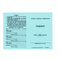 Permit, Motor vehicle operator's, US Army
