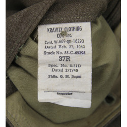 Coat, Serge, Wool, OD, First Sergeant, Amphibious Engineers, ESB, D-Day, 37R, 1942