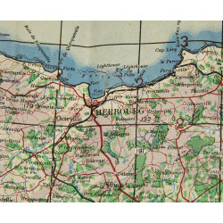 Carte de Normandie, Cherbourg & Caen, 1943