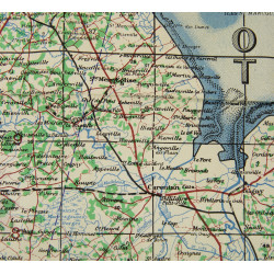 Carte de Normandie, Cherbourg & Caen, 1943