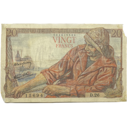 Banknote, 20 French Francs, 1942