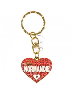 Key-chain, heart, Love Normandie, red