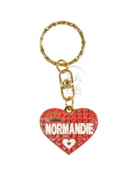 Porte-clés coeur, Love Normandie, rouge