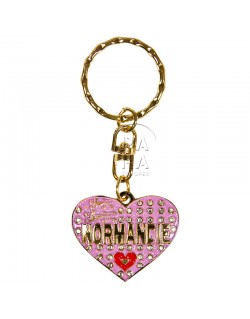 Key-chain, heart, Love Normandie, red