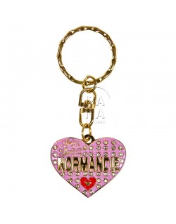 Key-chain, heart, Love Normandie, red