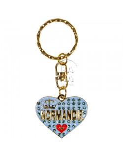 Porte-clés coeur, Love Normandie, bleu
