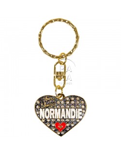 Key-chain, heart, Love Normandie, blue