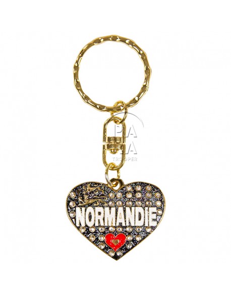 Porte-clés coeur, Love Normandie, noir