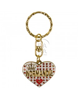 Key-chain, heart, Love Normandie, blue