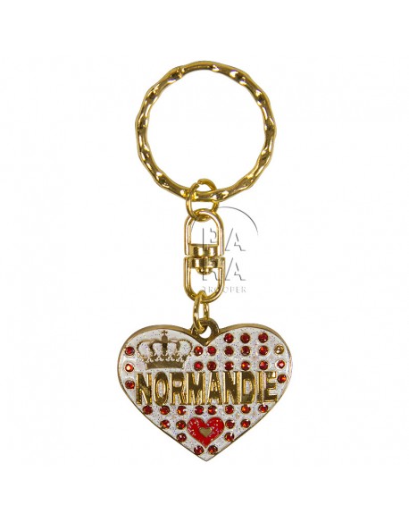 Key-chain, heart, Love Normandie, blue