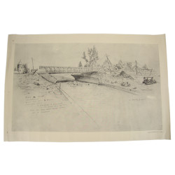 Croquis, pont Bailey, Saint-Sauveur-le-Vicomte, 1944