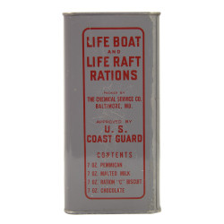 Boîte de ration, LIFE BOAT AND LIFE RAFT RATIONS, US Coast Guard, 1945