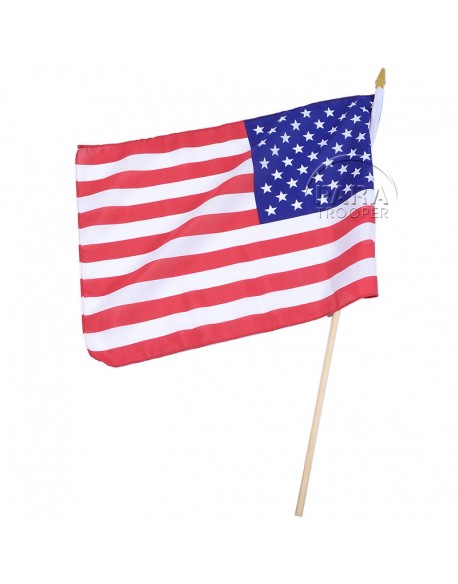 Drapeau USA, grand modèle (30 x 45 cm), sur bâton