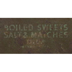 Boîte de ration, bonbons, sel et allumettes, britannique, 1944, Normandie