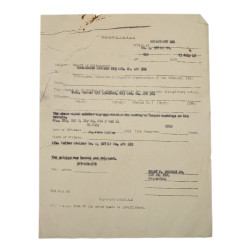 Rapport disciplinaire, T/5 Horace Frey, 893rd Ordnance Co., Sainte-Mère-Eglise, 1945