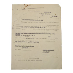 Report of Delinquency, T/5 Horace Frey, 893rd Ordnance Co., Sainte-Mère-Église, 1945