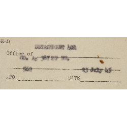Report of Delinquency, T/5 Horace Frey, 893rd Ordnance Co., Sainte-Mère-Église, 1945