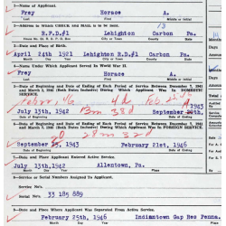 Report of Delinquency, T/5 Horace Frey, 893rd Ordnance Co., Sainte-Mère-Église, 1945