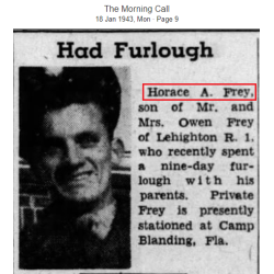 Report of Delinquency, T/5 Horace Frey, 893rd Ordnance Co., Sainte-Mère-Église, 1945