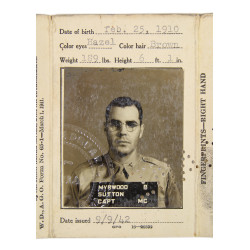 Carte d'identité, Cpt. Myrwood Sutton, 67th Medical Battalion, ETO