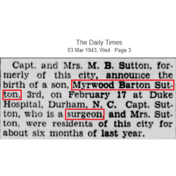 Carte d'identité, Cpt. Myrwood Sutton, 67th Medical Battalion, ETO