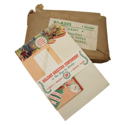 Papier à lettre, US Army, 5 feuillets & 5 enveloppes assorties, Noël 1943